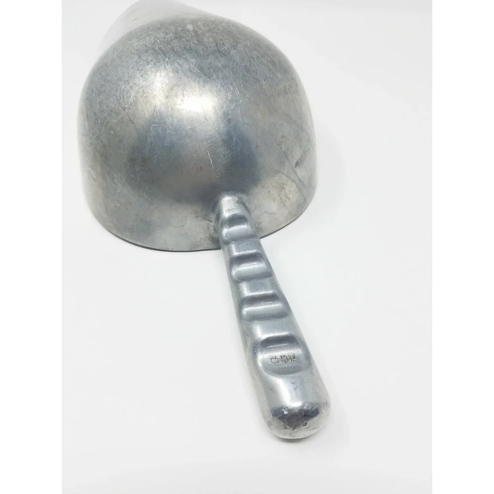 Vtg primitive cast aluminum brass kitchen flour grain scoop rustic farmhouse